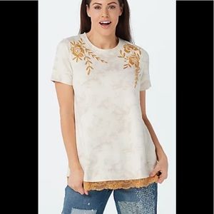 LOGO embroidered French terry tie dye top